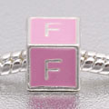 Pink letter F - fits European bead bracelets - Click Image to Close